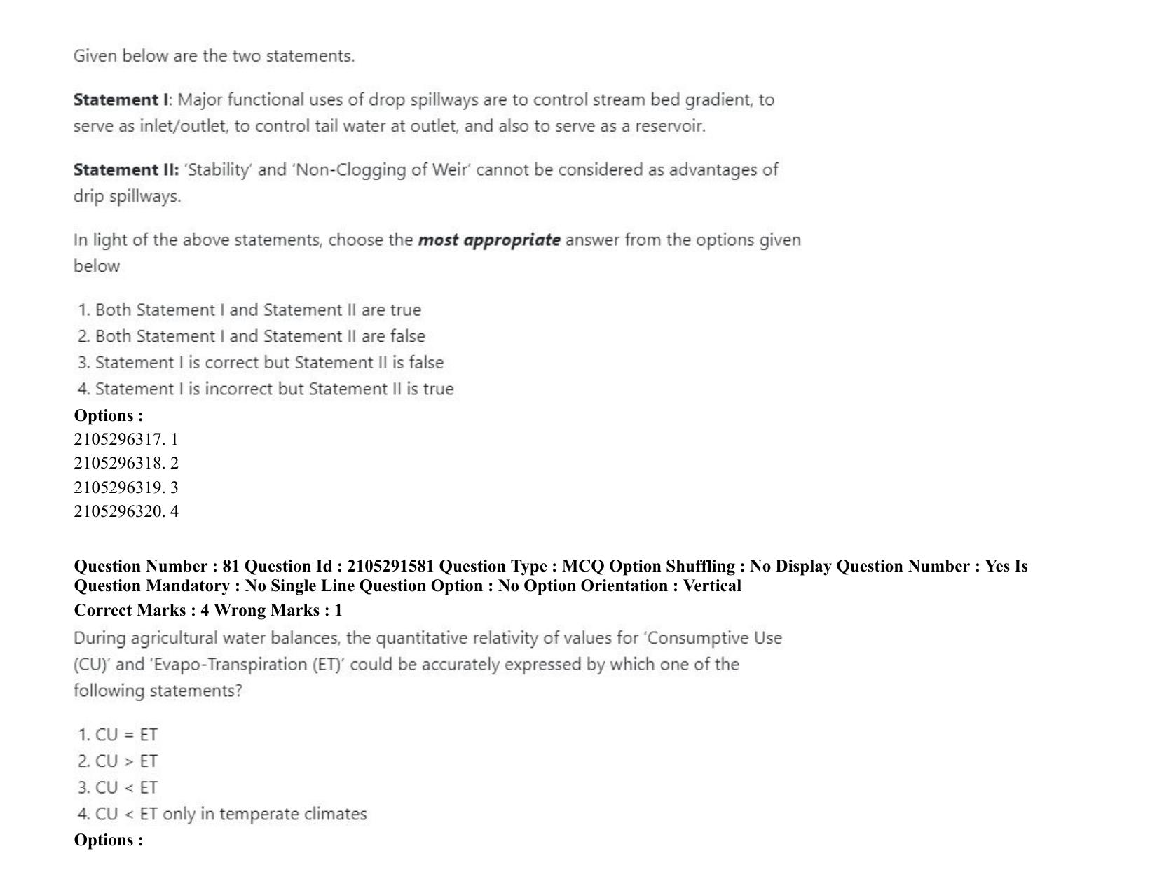 ICAR AIEEA PG 2020 WATER SCIENCE AND TECHNOLOGY Question Paper - Page 47