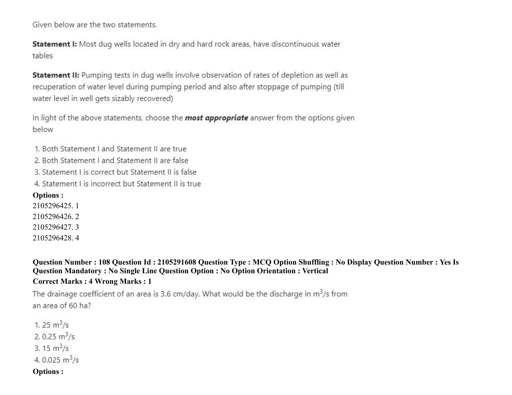 ICAR AIEEA PG 2020 WATER SCIENCE AND TECHNOLOGY Question Paper - Page 63