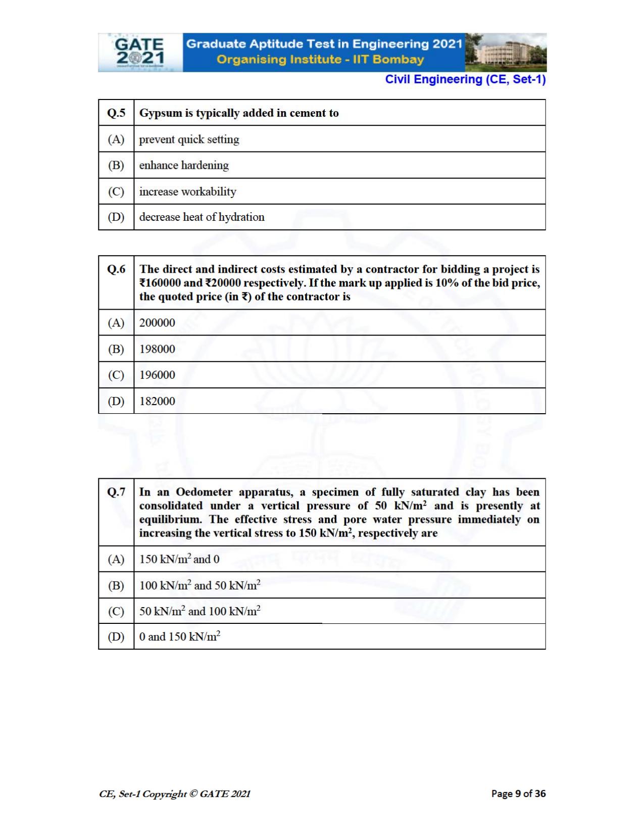 GATE 2021 Civil Engineering (CE) Question Paper - Page 10