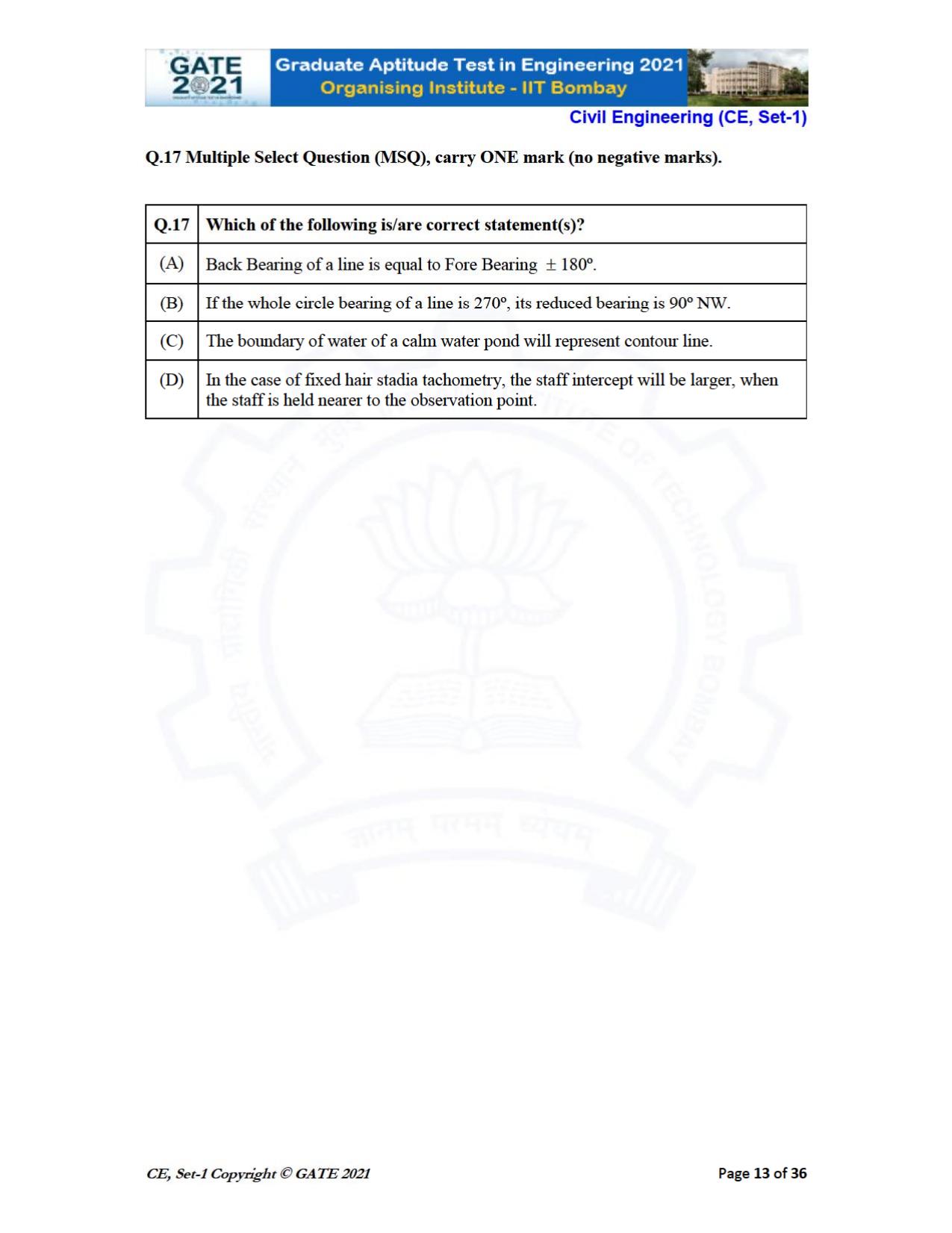 GATE 2021 Civil Engineering (CE) Question Paper - Page 14