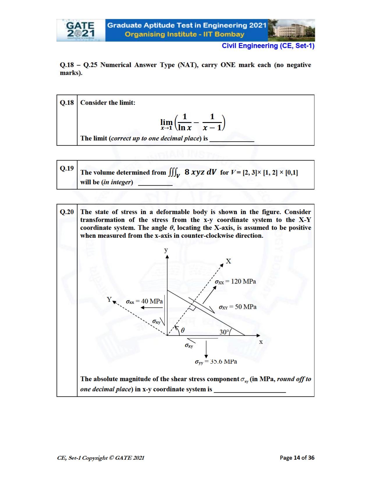 GATE 2021 Civil Engineering (CE) Question Paper - Page 15