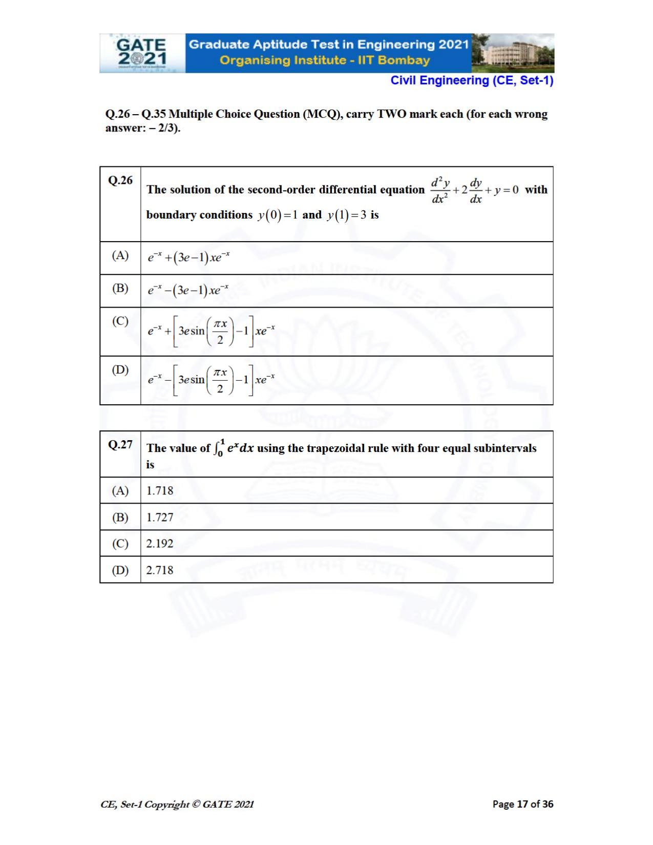 GATE 2021 Civil Engineering (CE) Question Paper - Page 18