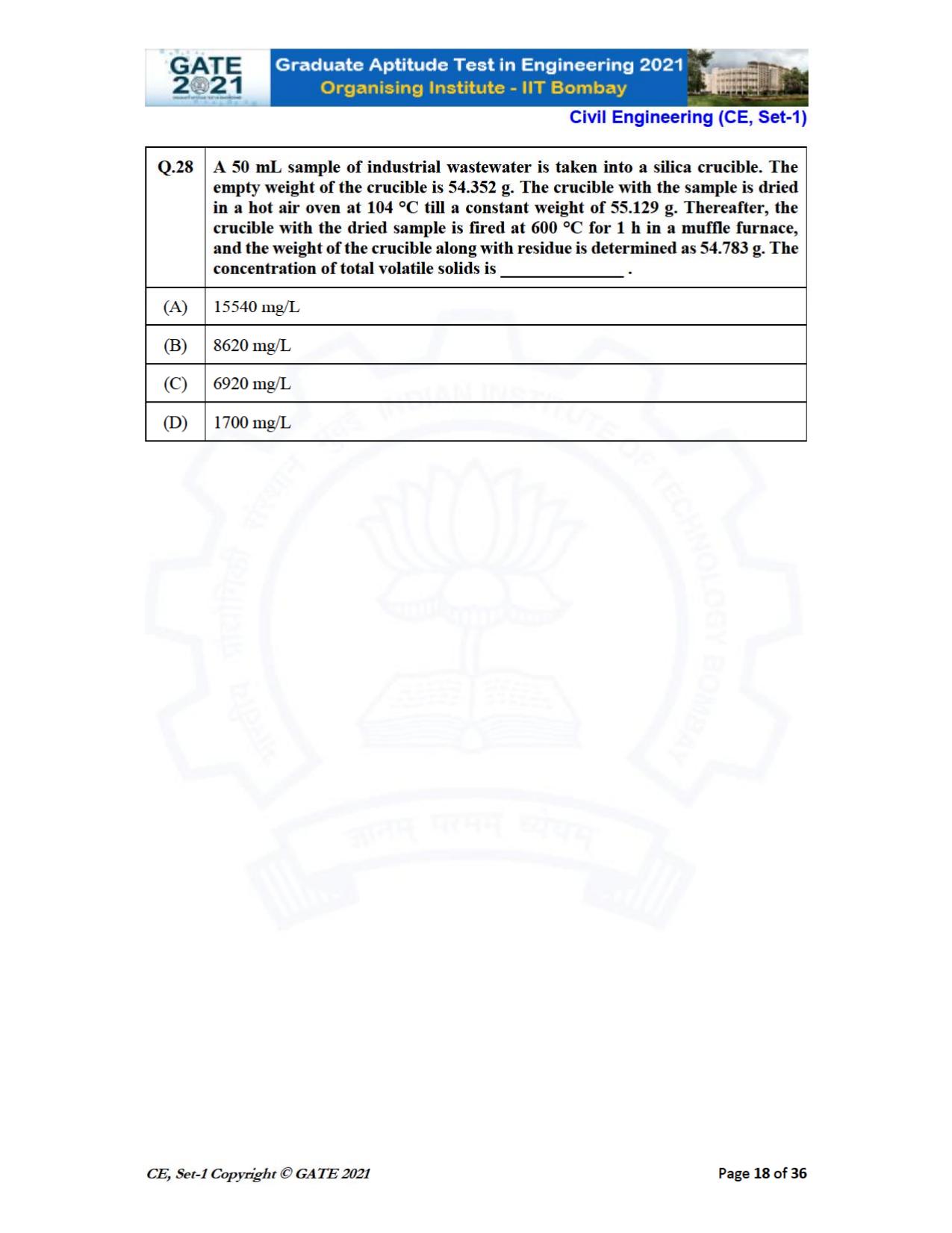 GATE 2021 Civil Engineering (CE) Question Paper - Page 19