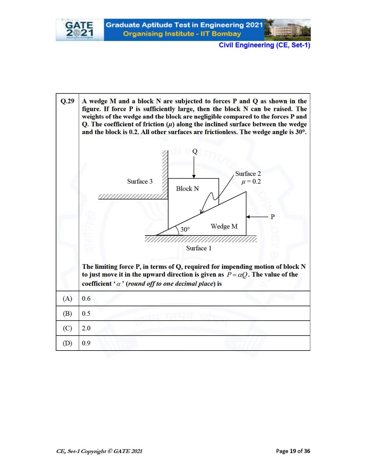GATE 2021 Civil Engineering (CE) Question Paper - Page 20