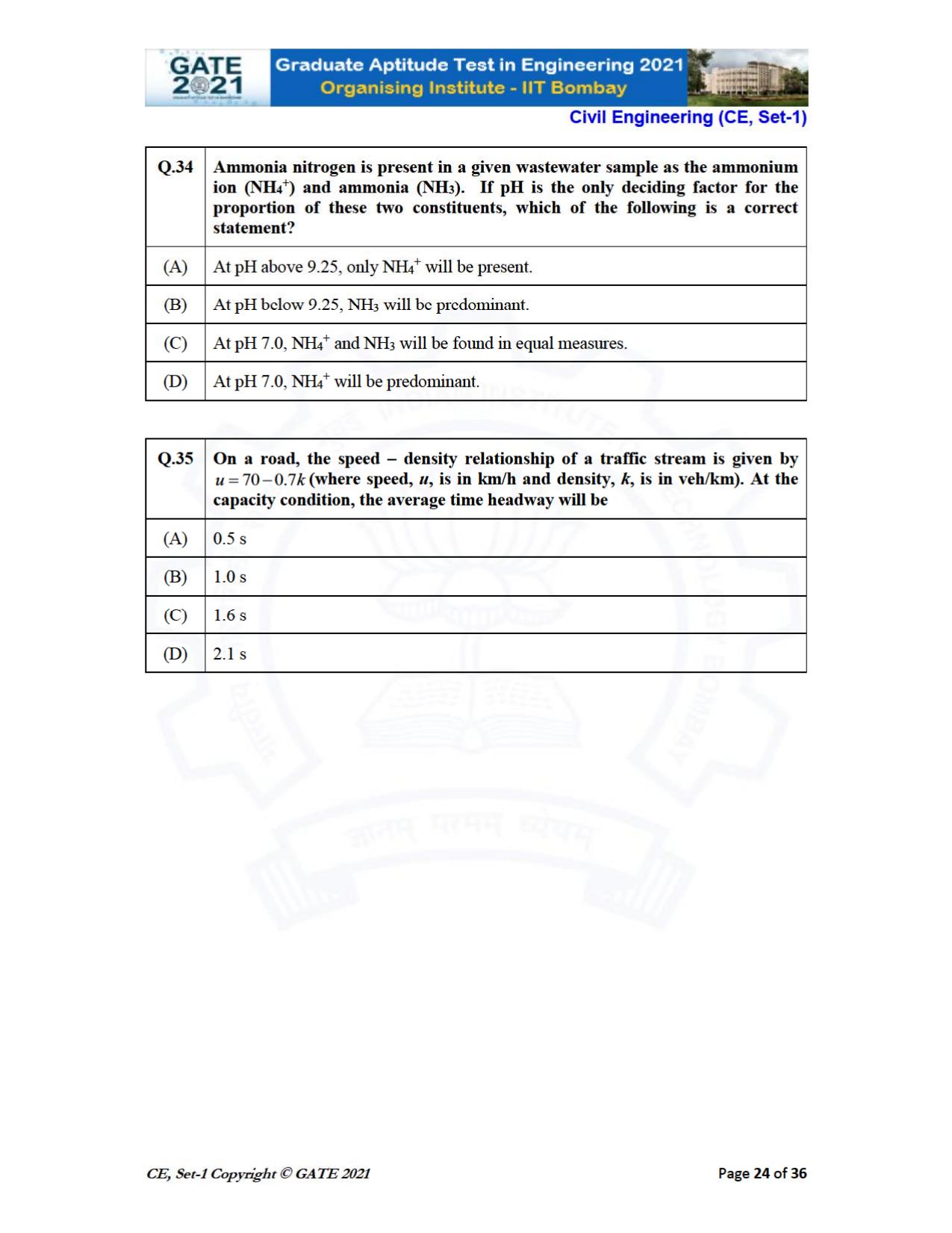 GATE 2021 Civil Engineering (CE) Question Paper - Page 25