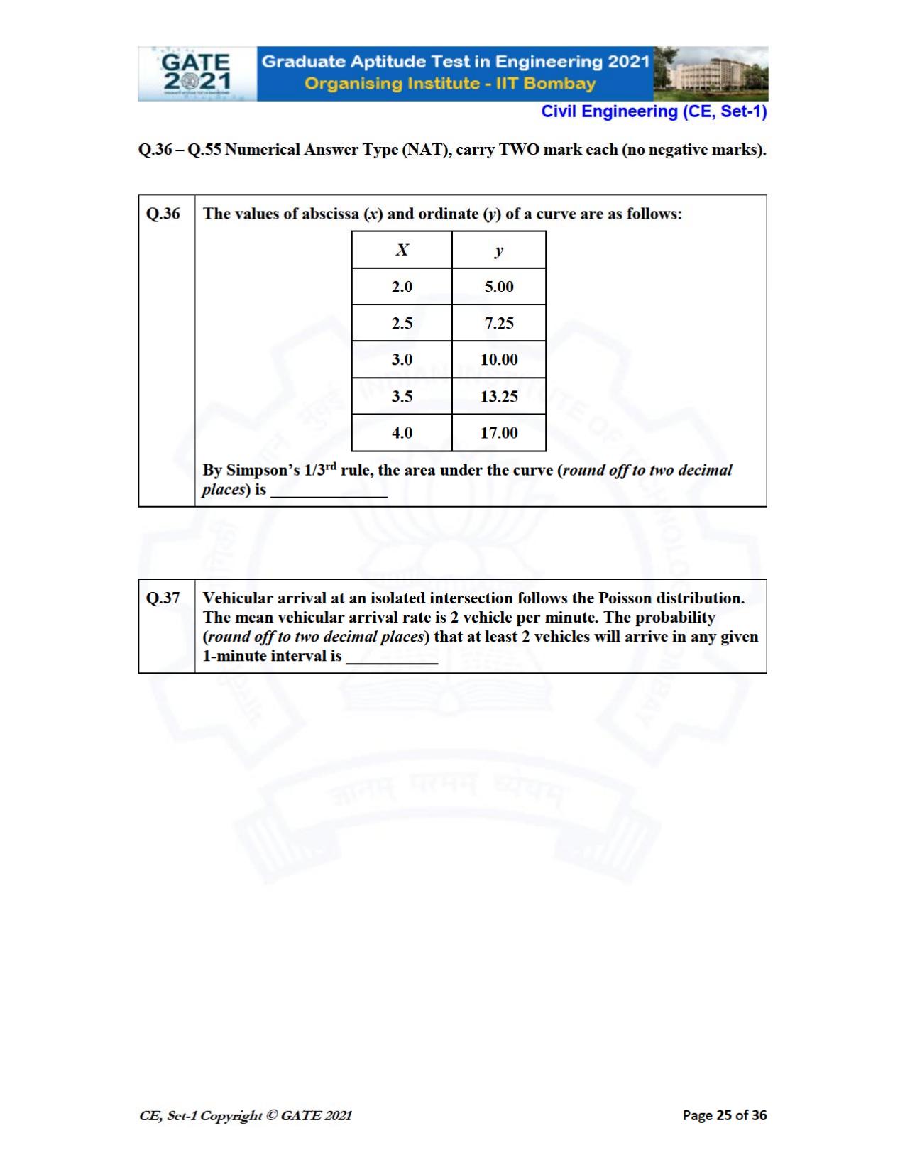 GATE 2021 Civil Engineering (CE) Question Paper - Page 26