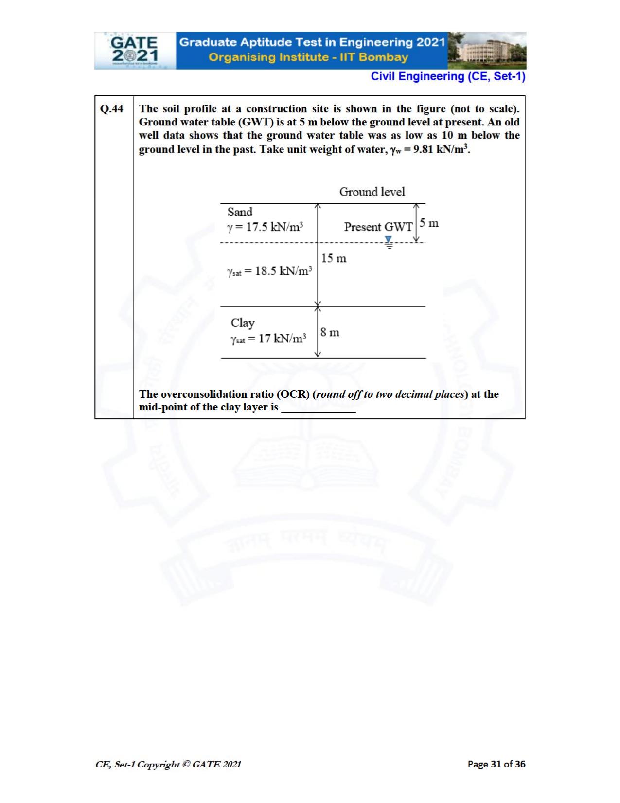 GATE 2021 Civil Engineering (CE) Question Paper - Page 32