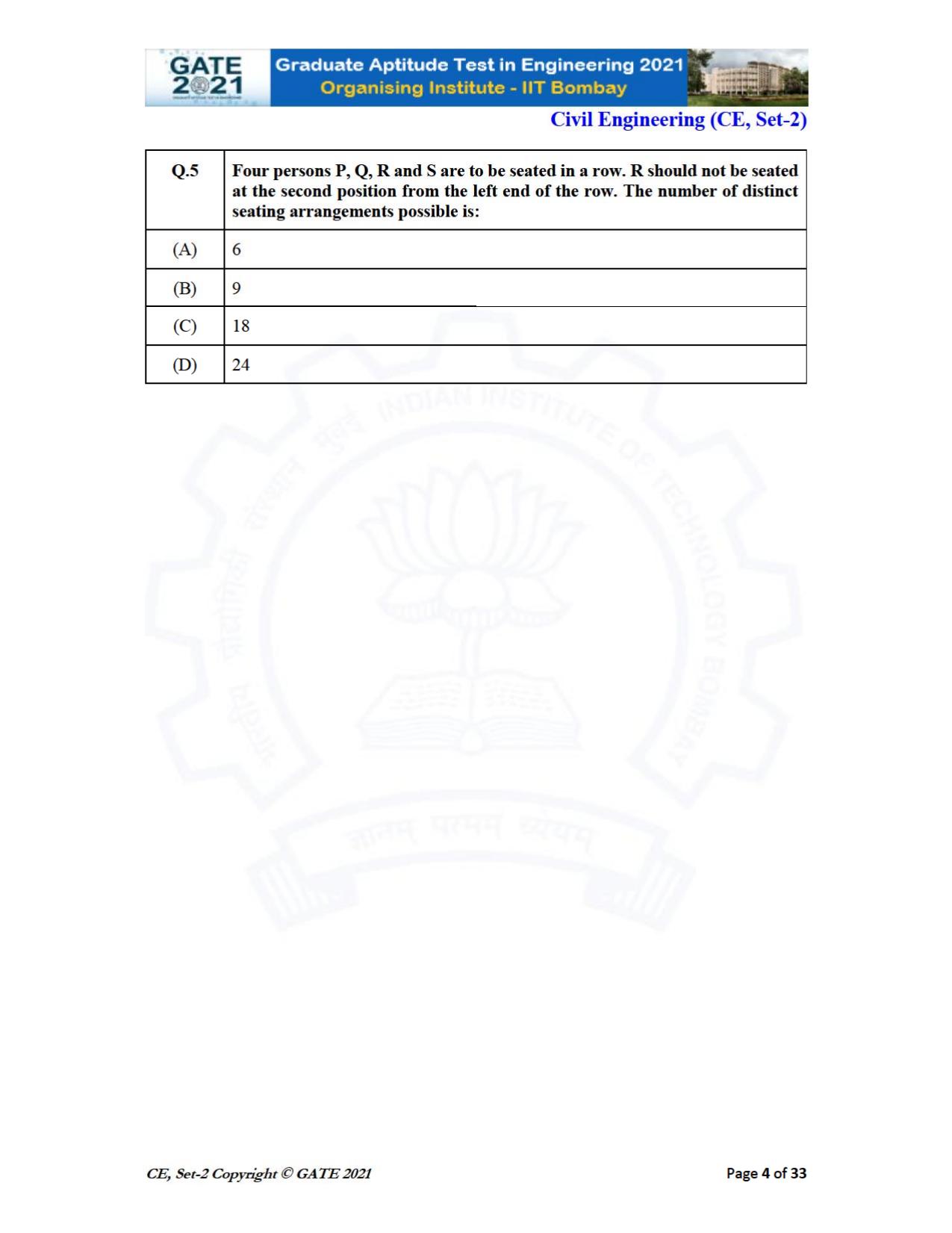 GATE 2021 Civil Engineering (CE) Question Paper - Page 45