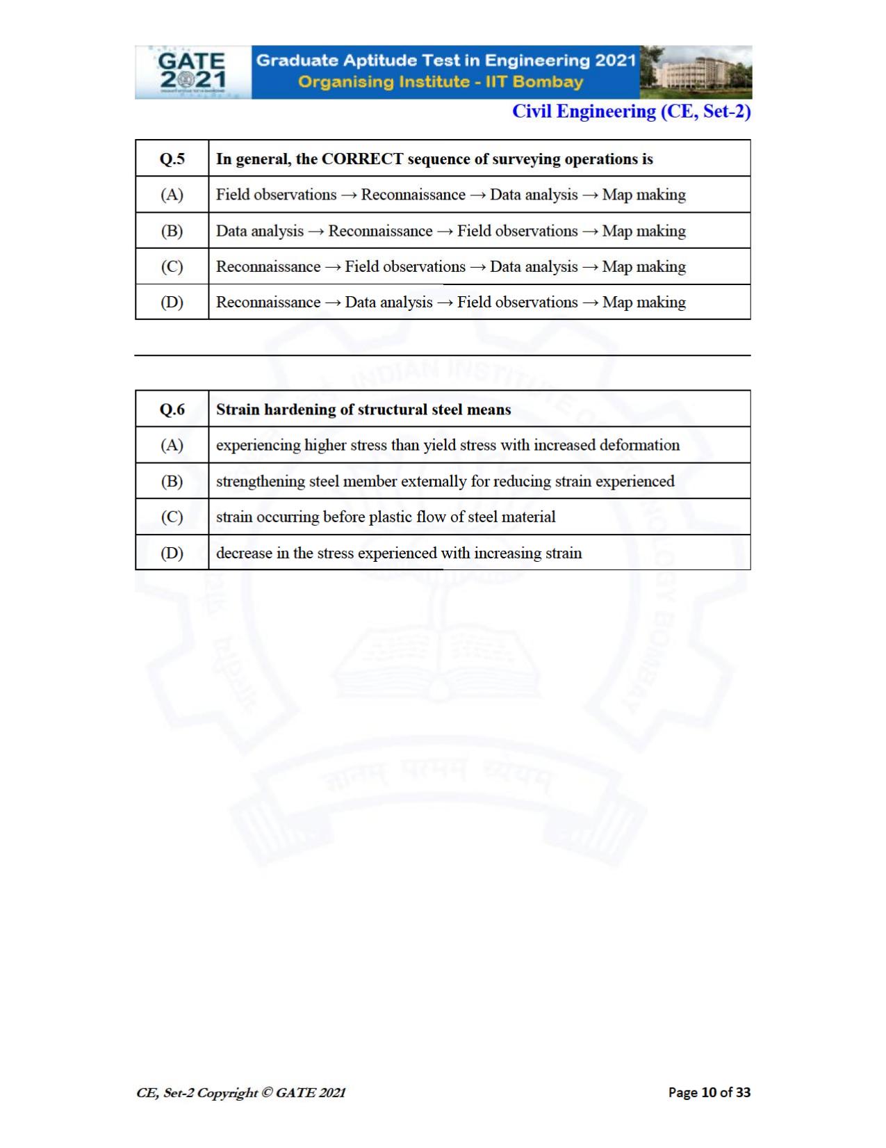 GATE 2021 Civil Engineering (CE) Question Paper - Page 51