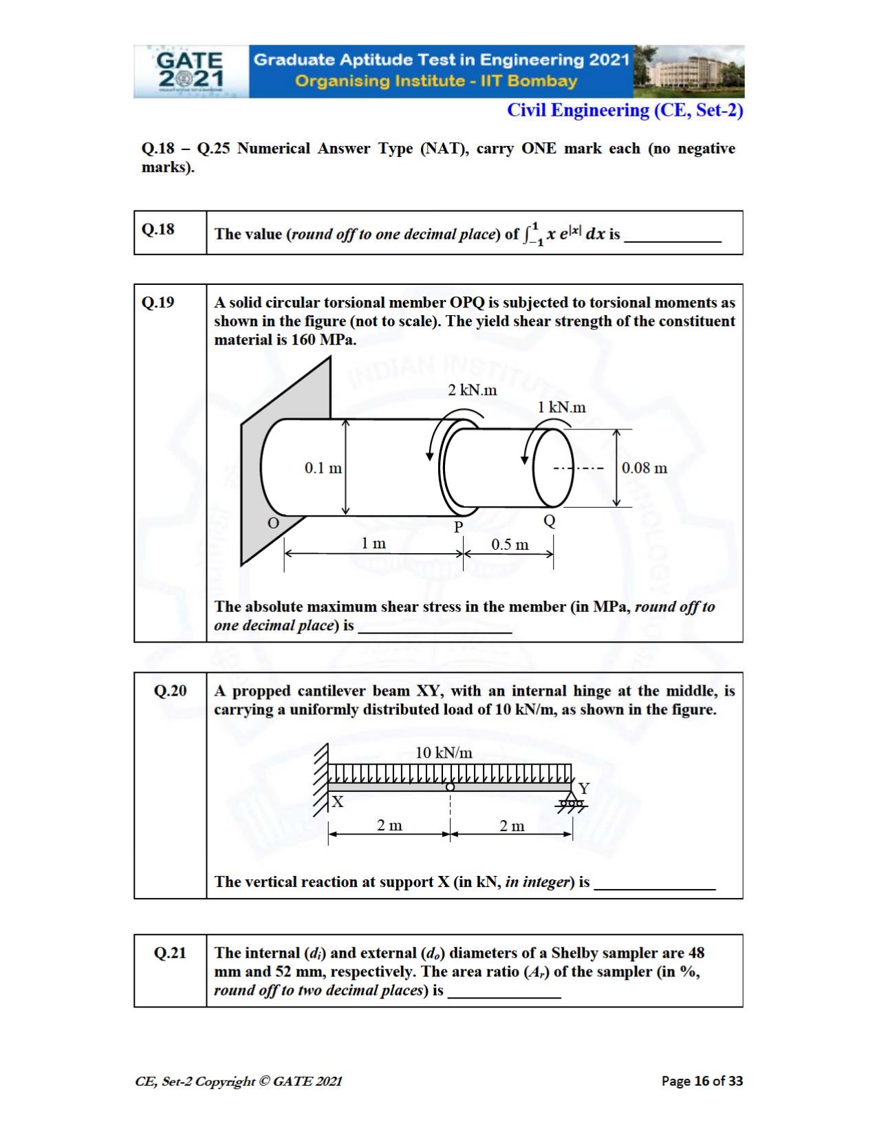 GATE 2021 Civil Engineering (CE) Question Paper - Page 57