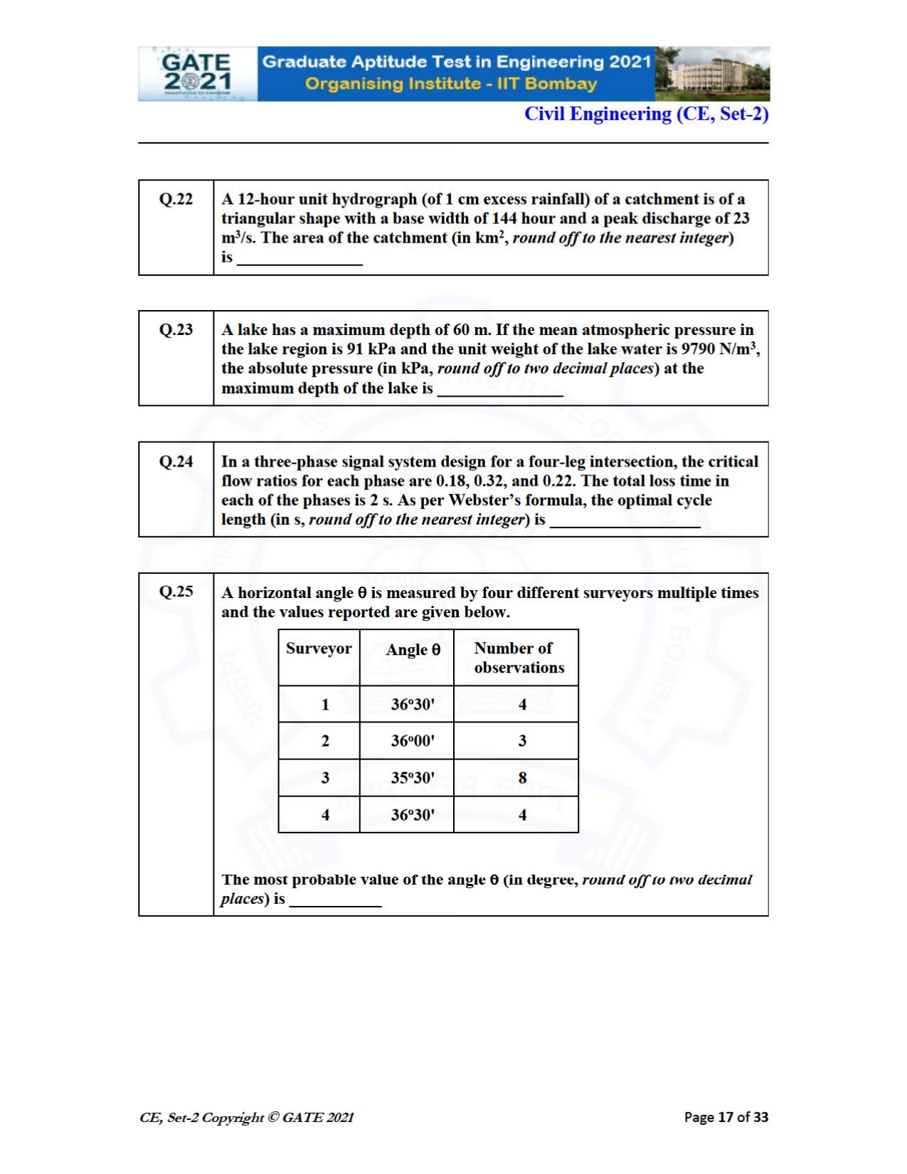 GATE 2021 Civil Engineering (CE) Question Paper - Page 58