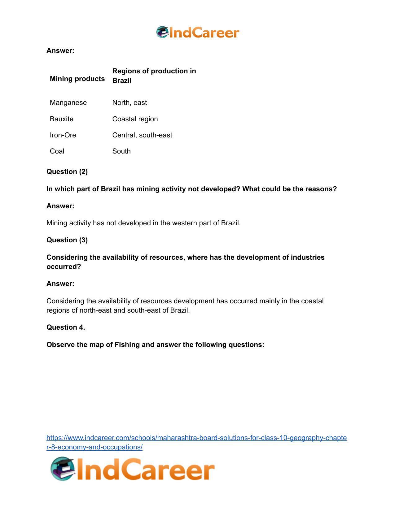 Maharashtra Board Solutions for Class 10- Geography: Chapter 8- Economy and Occupations - Page 17
