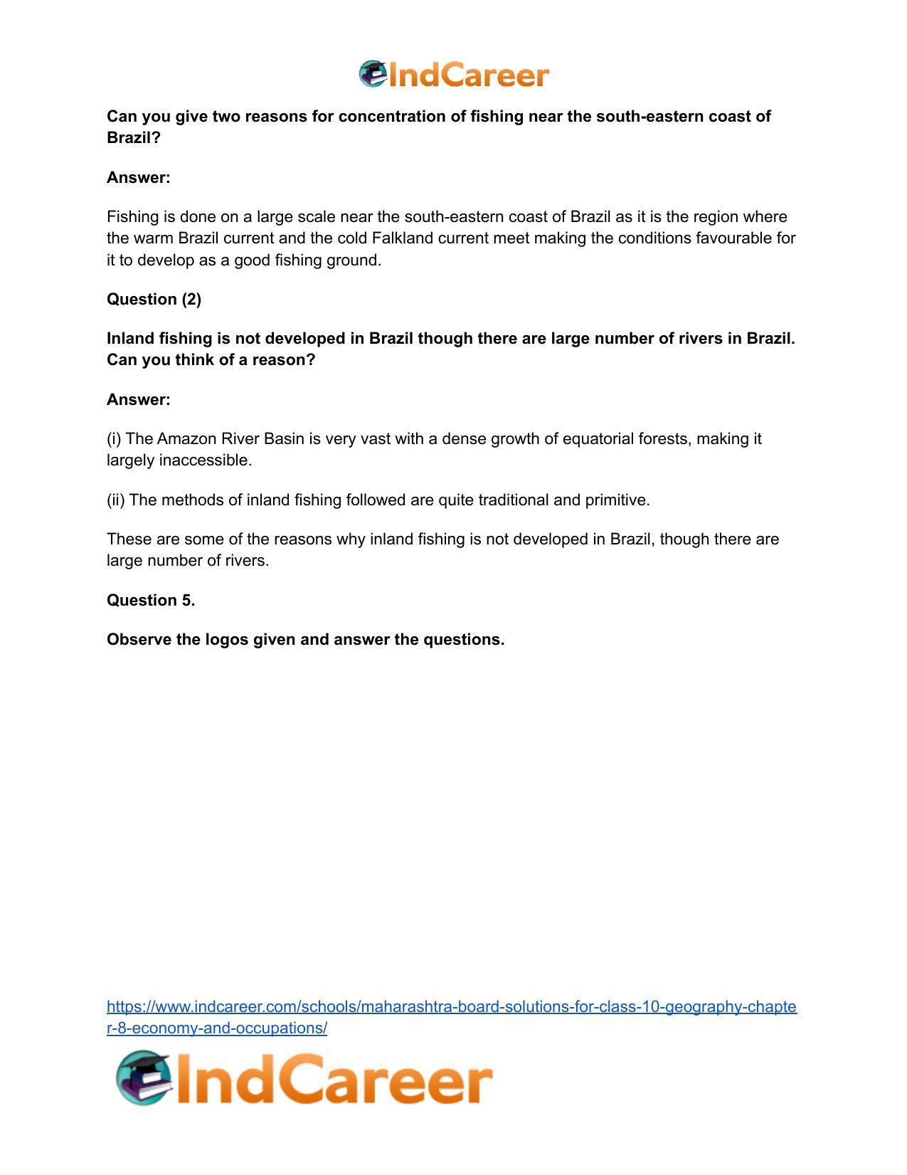 Maharashtra Board Solutions for Class 10- Geography: Chapter 8- Economy and Occupations - Page 19