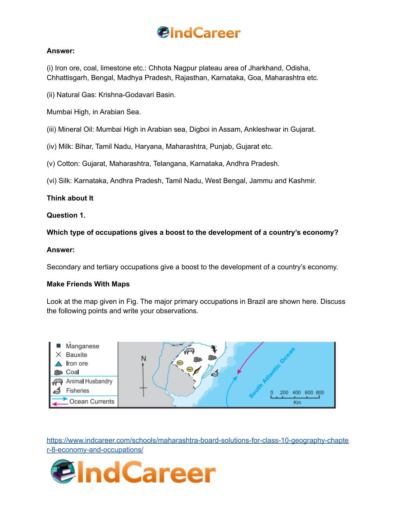 Maharashtra Board Solutions for Class 10- Geography: Chapter 8- Economy and Occupations - Page 22