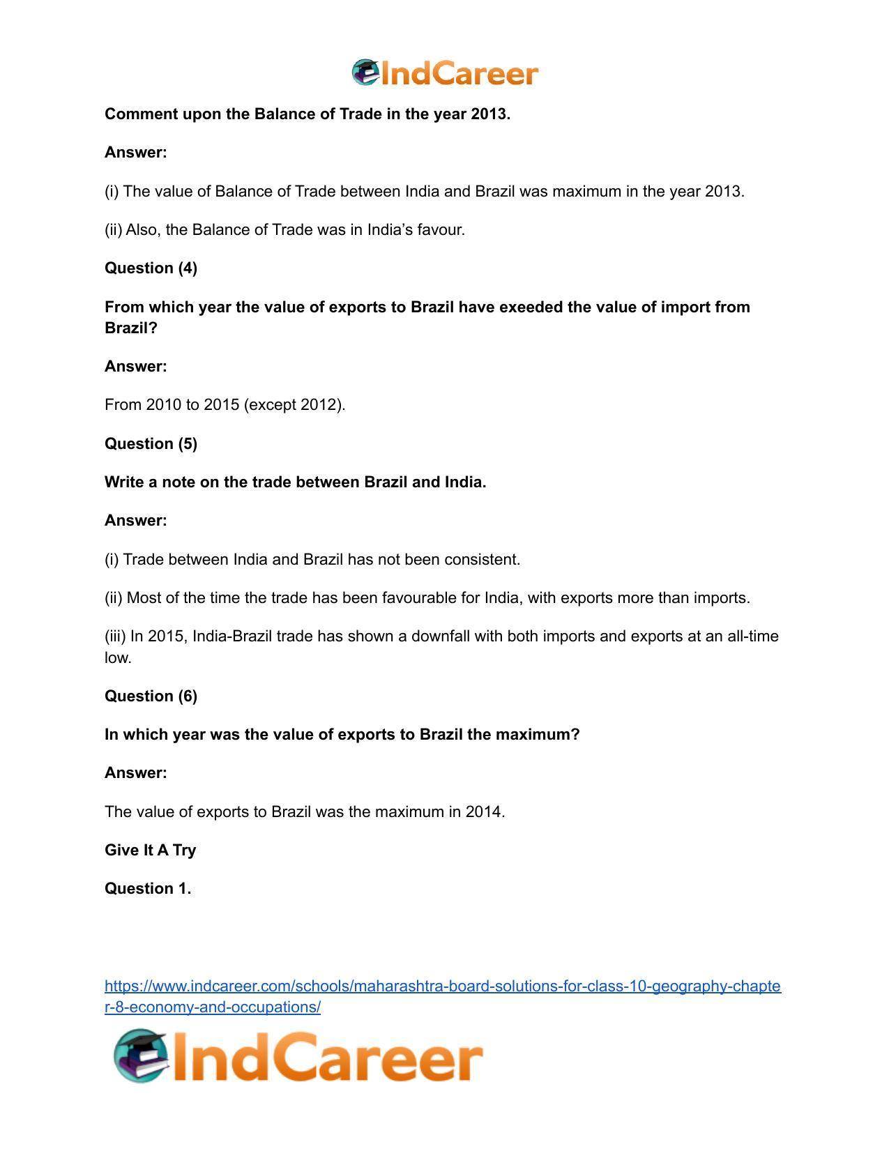 Maharashtra Board Solutions for Class 10- Geography: Chapter 8- Economy and Occupations - Page 27
