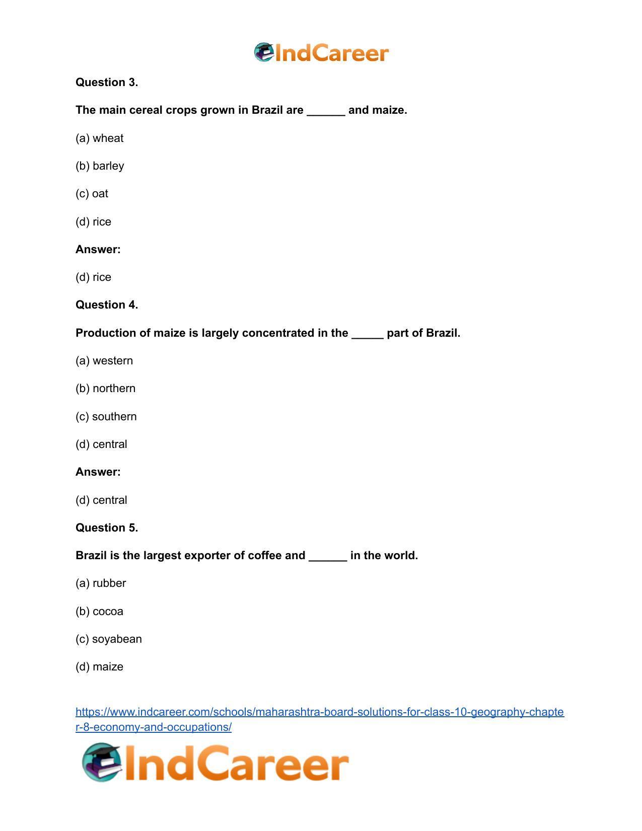 Maharashtra Board Solutions for Class 10- Geography: Chapter 8- Economy and Occupations - Page 33