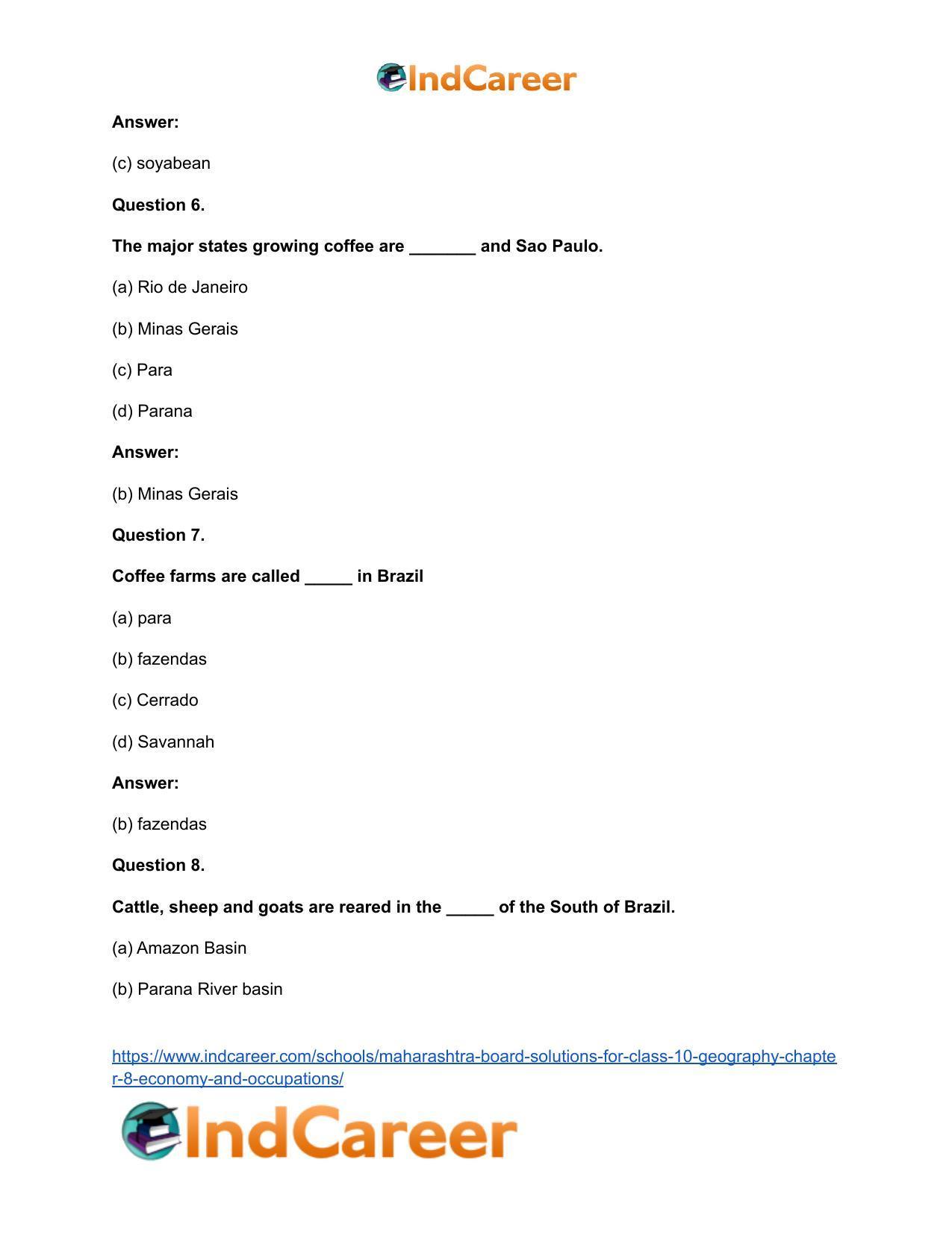 Maharashtra Board Solutions for Class 10- Geography: Chapter 8- Economy and Occupations - Page 34