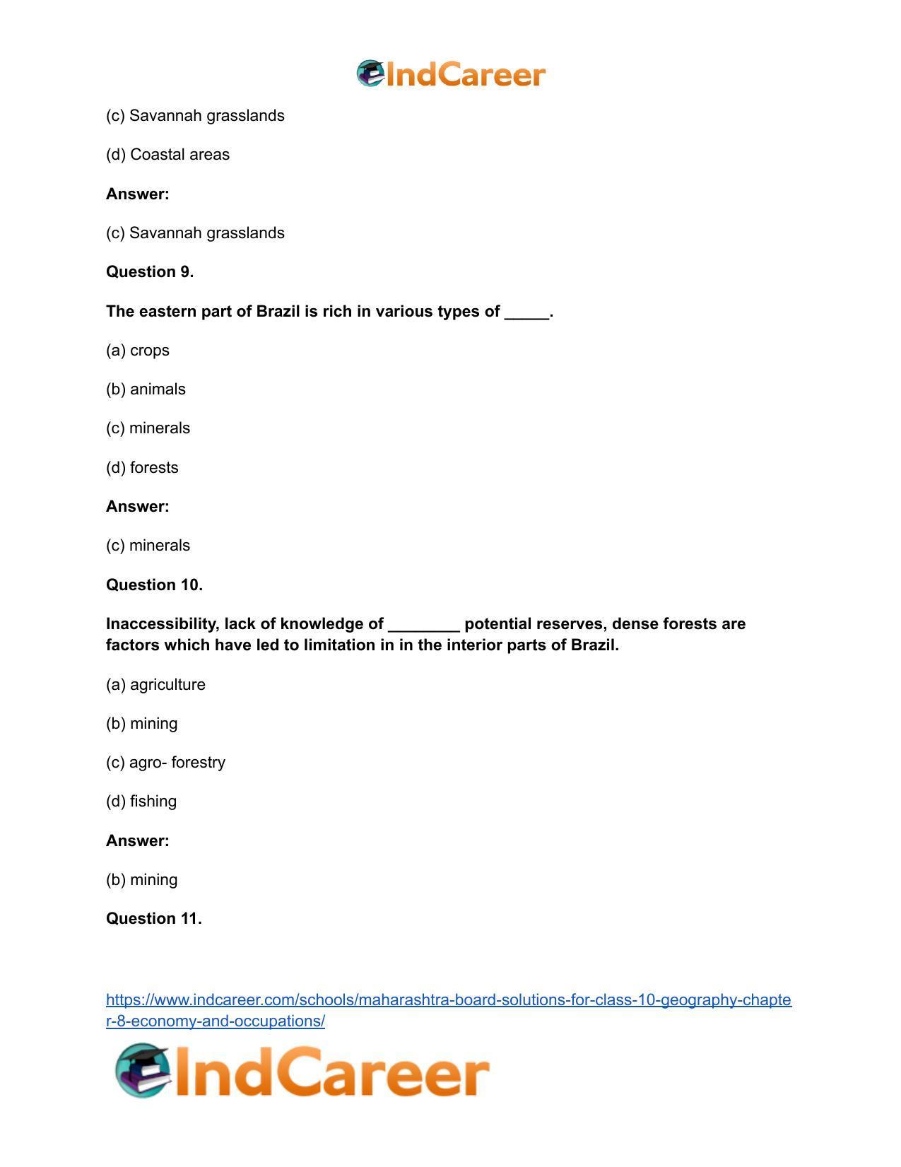 Maharashtra Board Solutions for Class 10- Geography: Chapter 8- Economy and Occupations - Page 35