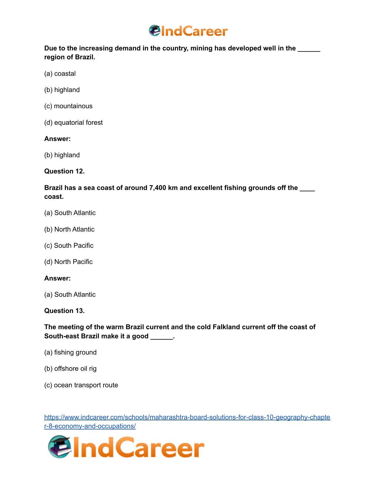 Maharashtra Board Solutions for Class 10- Geography: Chapter 8- Economy and Occupations - Page 36