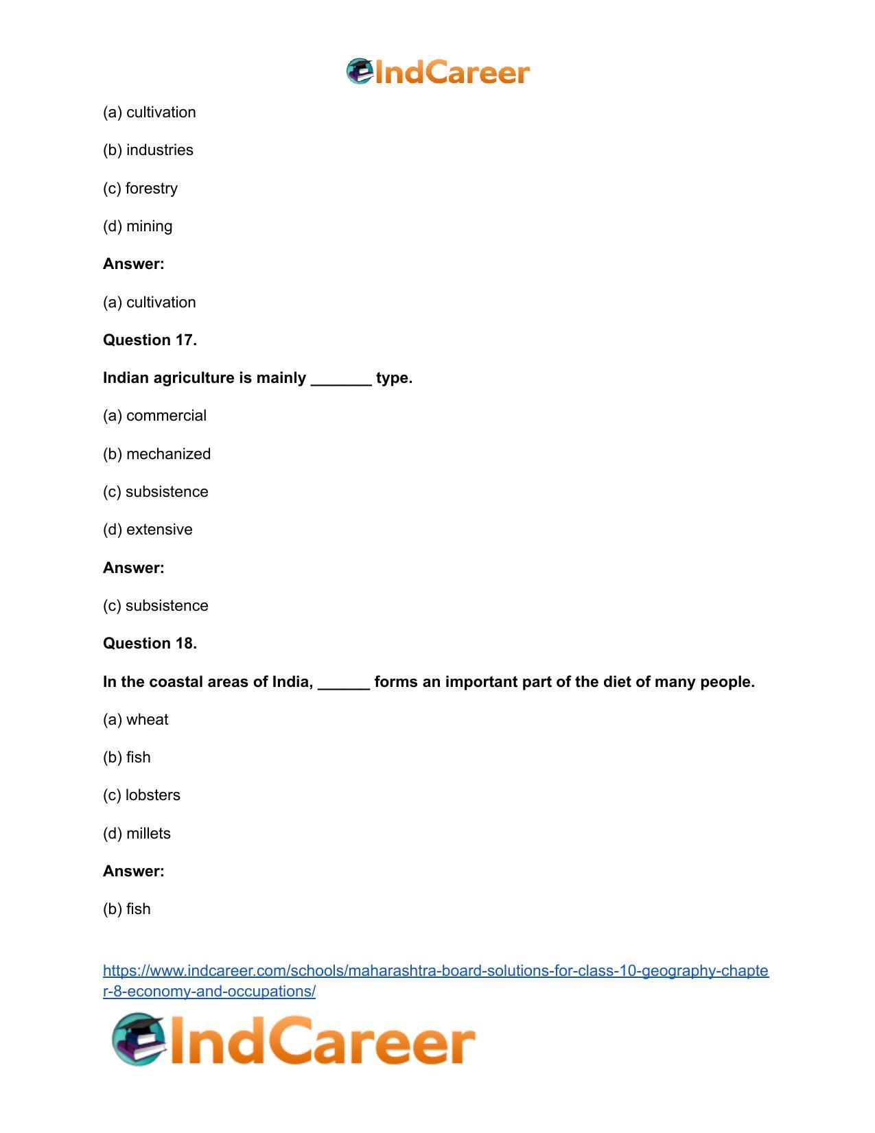 Maharashtra Board Solutions for Class 10- Geography: Chapter 8- Economy and Occupations - Page 38