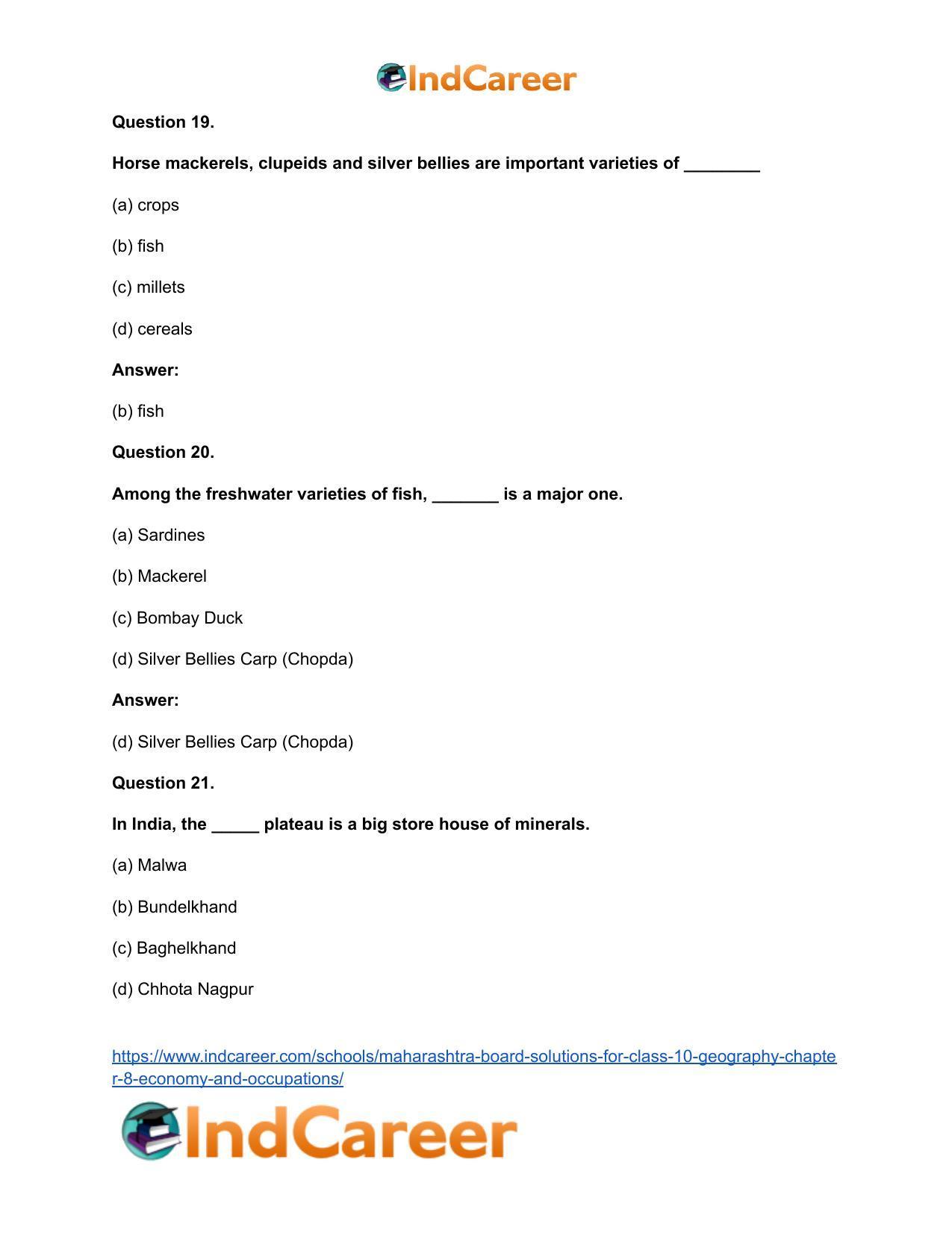 Maharashtra Board Solutions for Class 10- Geography: Chapter 8- Economy and Occupations - Page 39