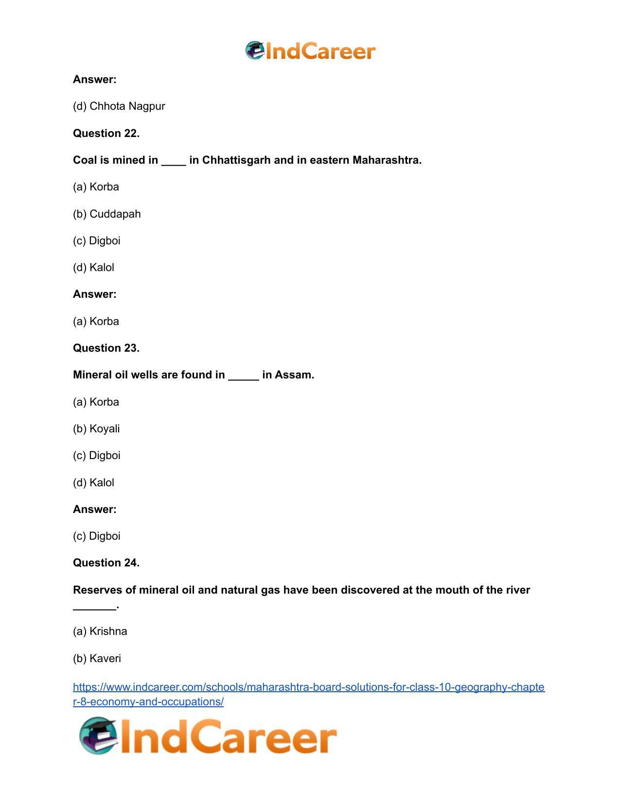 Maharashtra Board Solutions for Class 10- Geography: Chapter 8- Economy and Occupations - Page 40