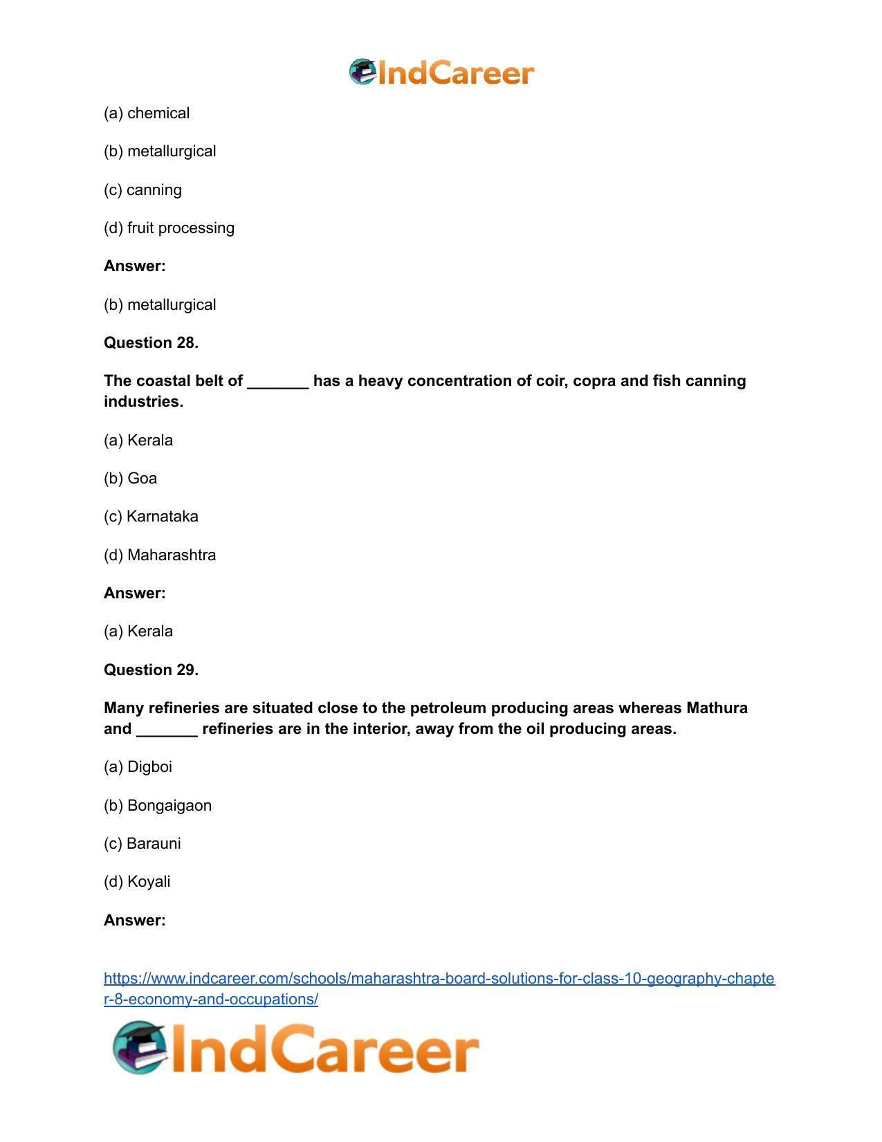 Maharashtra Board Solutions for Class 10- Geography: Chapter 8- Economy and Occupations - Page 42