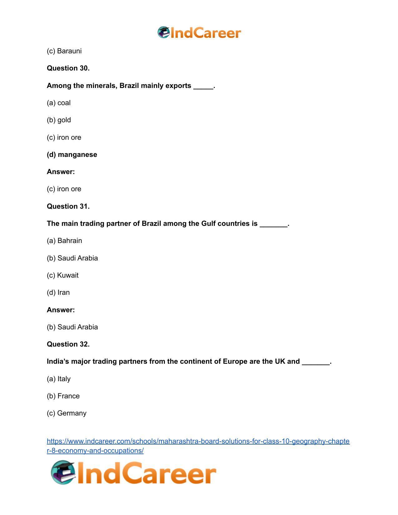 Maharashtra Board Solutions for Class 10- Geography: Chapter 8- Economy and Occupations - Page 43