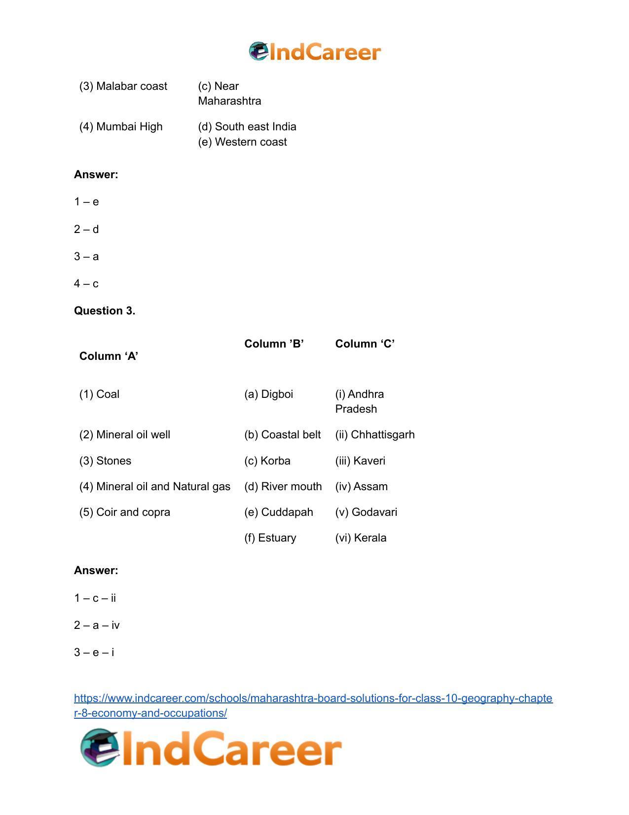 Maharashtra Board Solutions for Class 10- Geography: Chapter 8- Economy and Occupations - Page 45