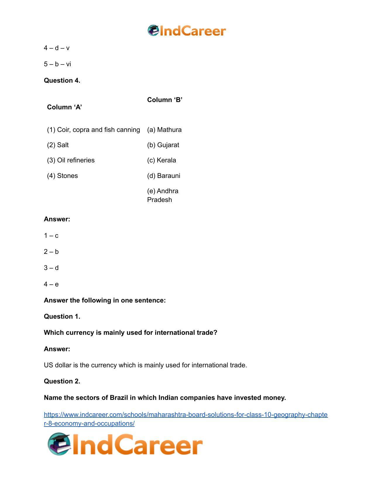 Maharashtra Board Solutions for Class 10- Geography: Chapter 8- Economy and Occupations - Page 46