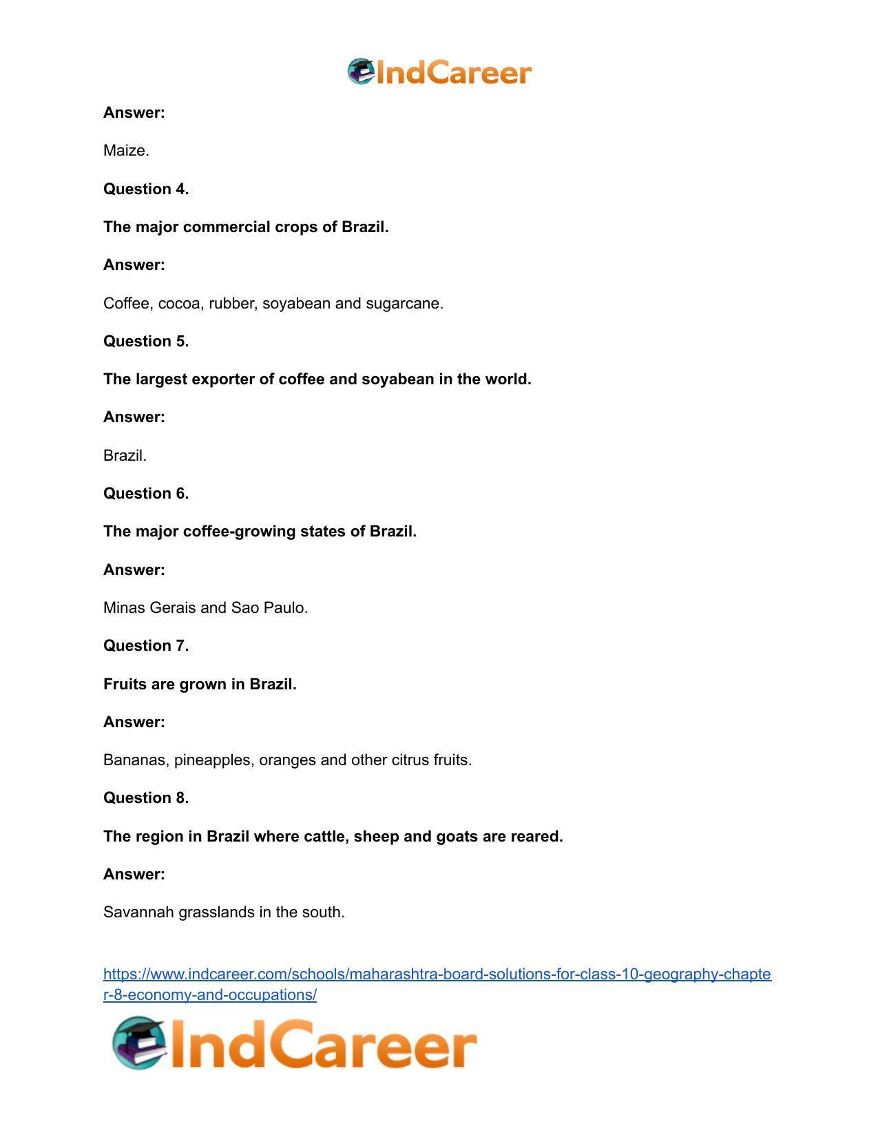 Maharashtra Board Solutions for Class 10- Geography: Chapter 8- Economy and Occupations - Page 48