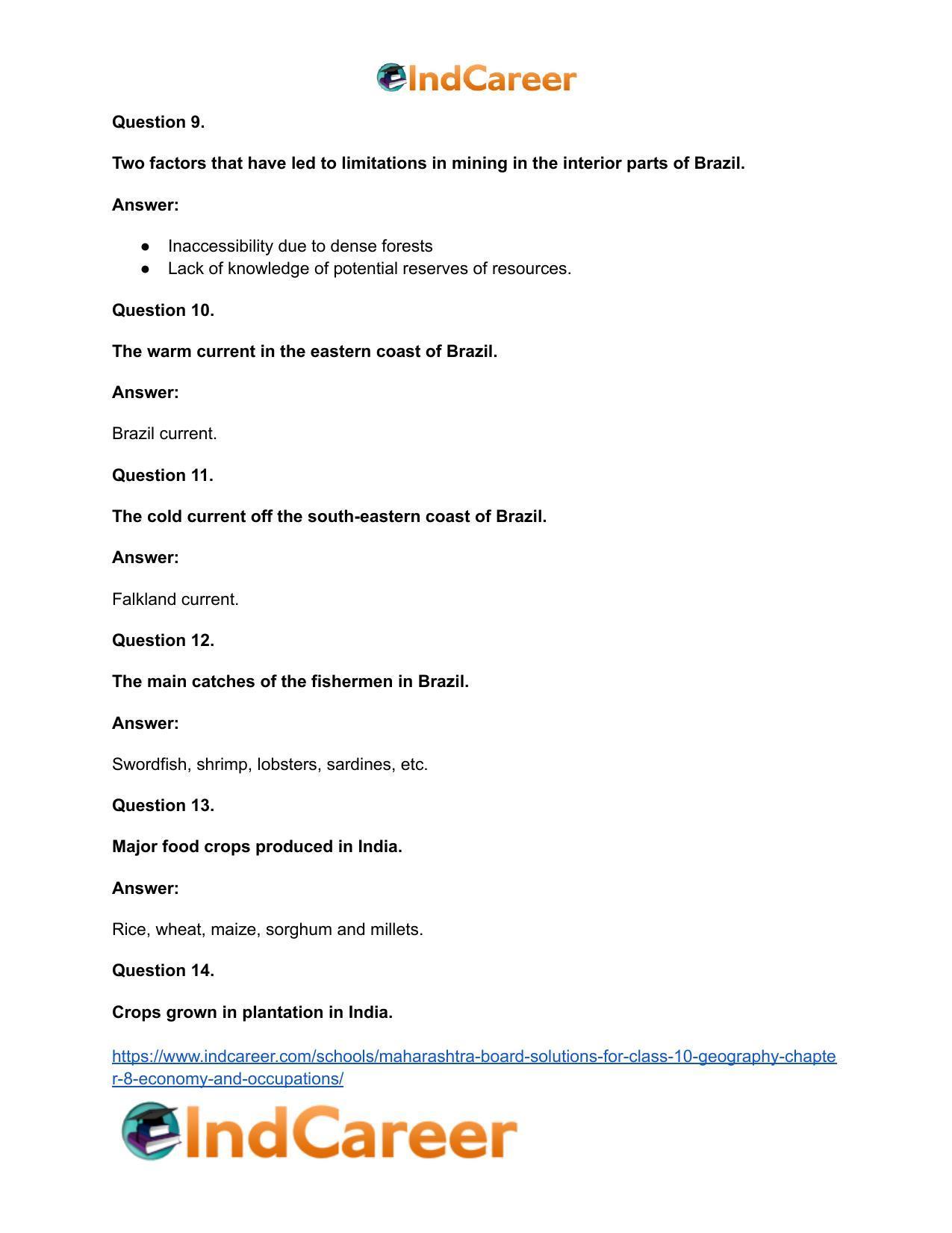 Maharashtra Board Solutions for Class 10- Geography: Chapter 8- Economy and Occupations - Page 49