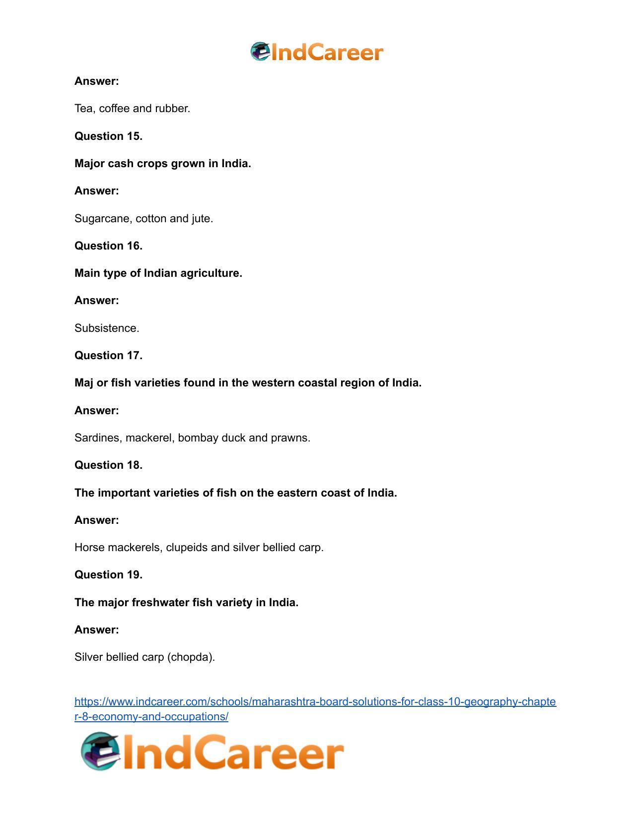 Maharashtra Board Solutions for Class 10- Geography: Chapter 8- Economy and Occupations - Page 50