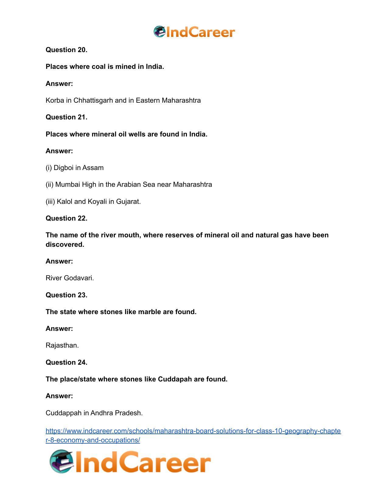 Maharashtra Board Solutions for Class 10- Geography: Chapter 8- Economy and Occupations - Page 51