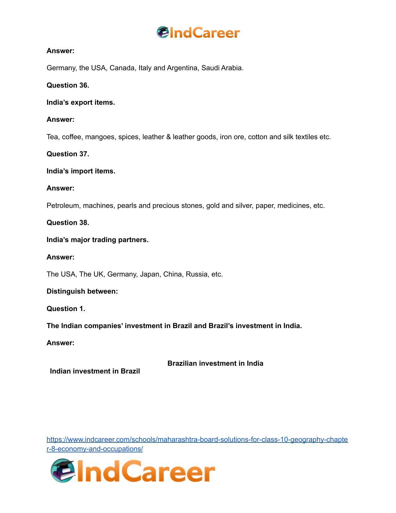 Maharashtra Board Solutions for Class 10- Geography: Chapter 8- Economy and Occupations - Page 54