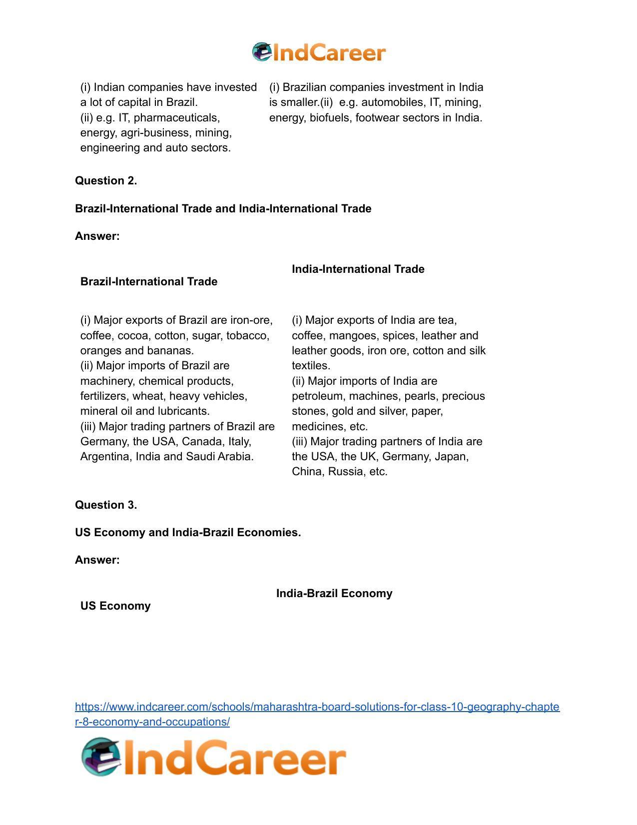 Maharashtra Board Solutions for Class 10- Geography: Chapter 8- Economy and Occupations - Page 55