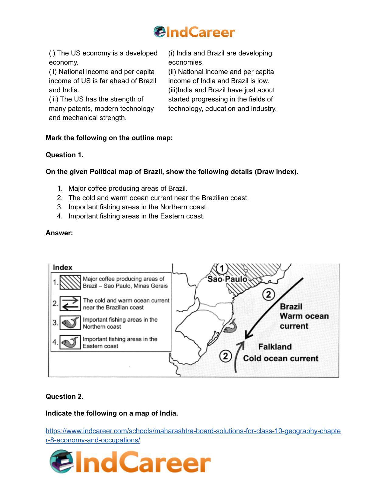Maharashtra Board Solutions for Class 10- Geography: Chapter 8- Economy and Occupations - Page 56