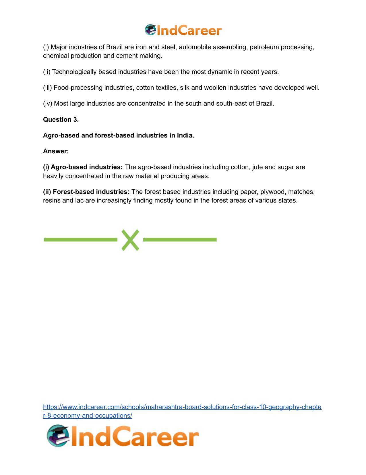 Maharashtra Board Solutions for Class 10- Geography: Chapter 8- Economy and Occupations - Page 63