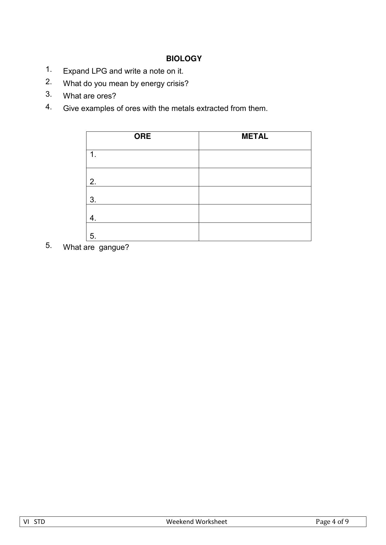 Worksheet for Class 4 Science Physics Assignment - Page 2