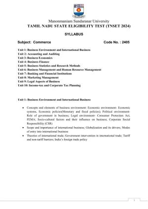 TNSET Syllabus - Commerce