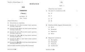 Meghalaya Board (MBOSE) Class 11 Chemistry 2020 Question Paper