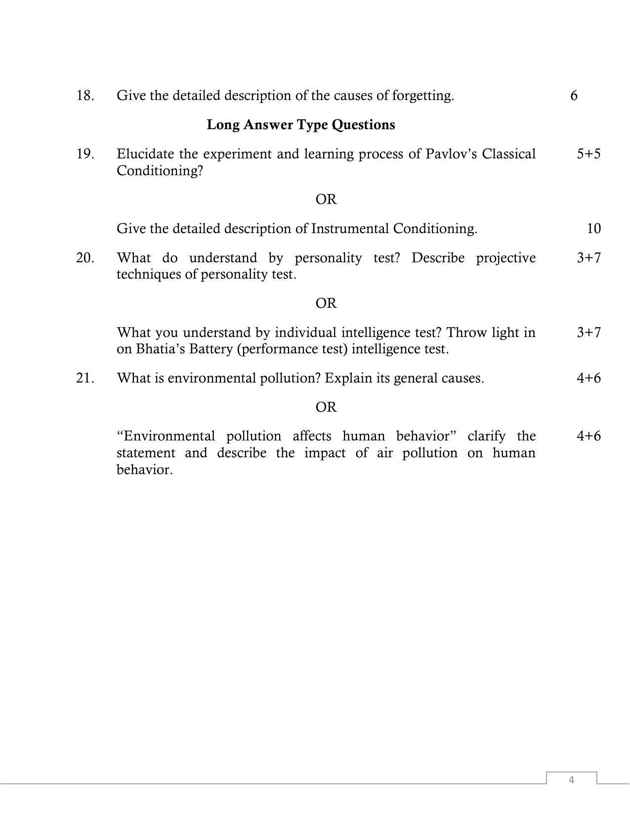 UP Board Class 12 Psychology Model Papers 2023 - Page 4