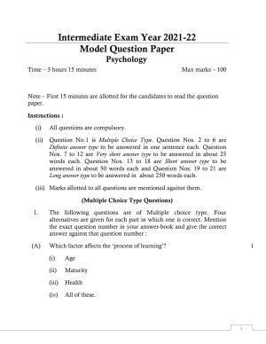 UP Board Class 12 Psychology Model Papers 2023