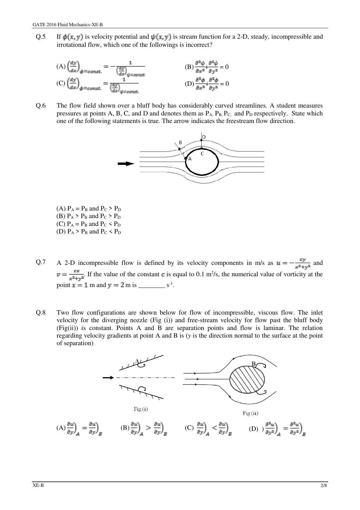 GATE 2016 Engineering Sciences (XE) Question Paper with Answer Key - Page 7