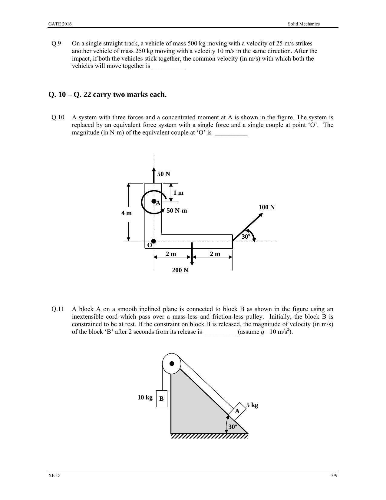 GATE 2016 Engineering Sciences (XE) Question Paper with Answer Key - Page 17