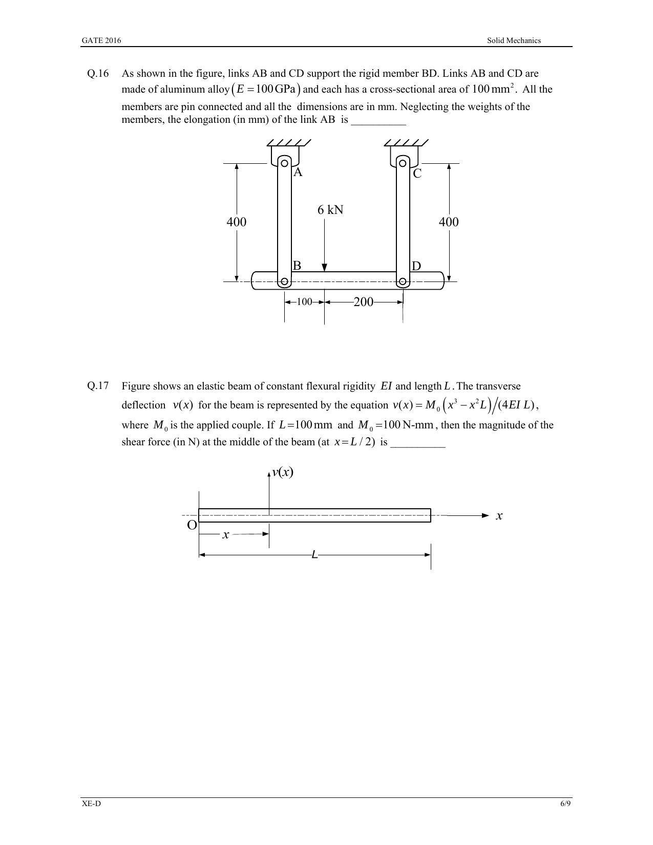 GATE 2016 Engineering Sciences (XE) Question Paper with Answer Key - Page 20