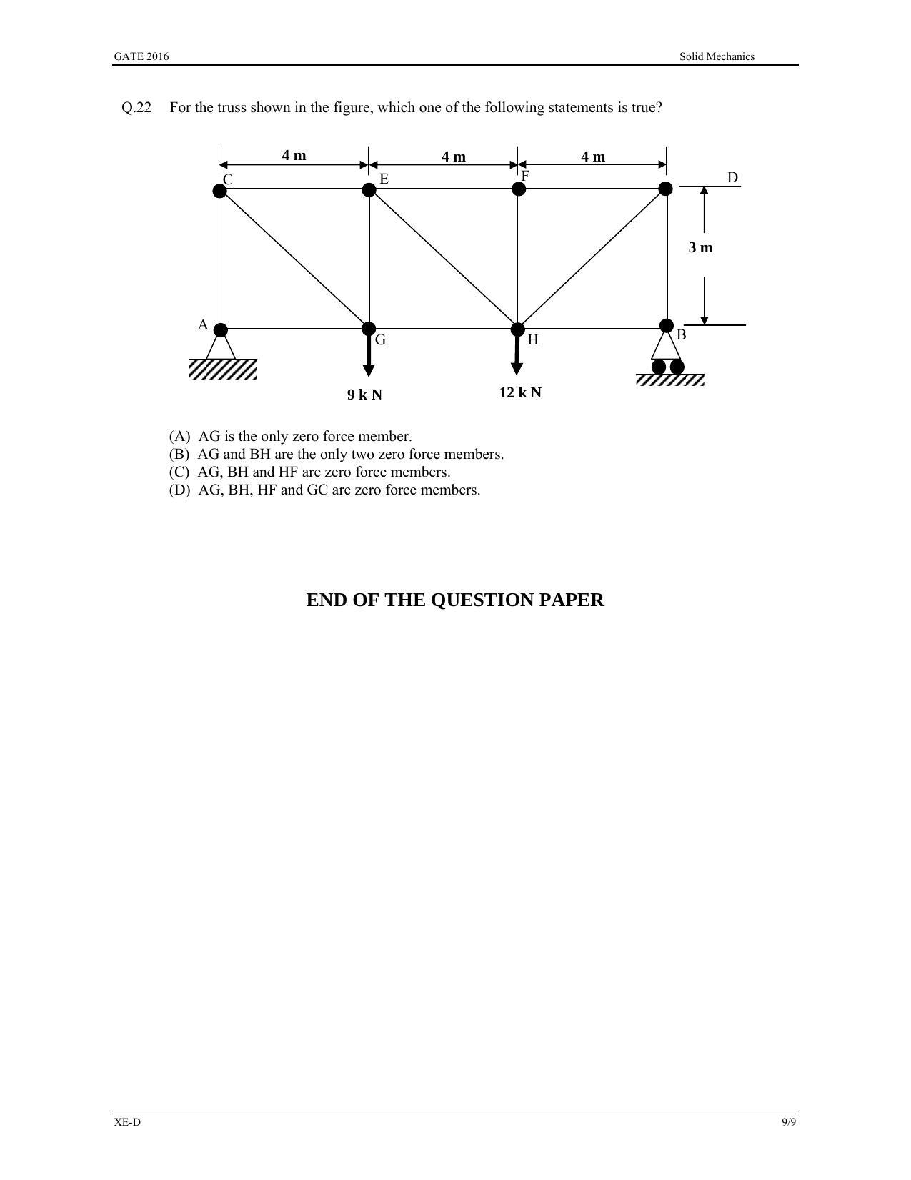 GATE 2016 Engineering Sciences (XE) Question Paper with Answer Key - Page 23