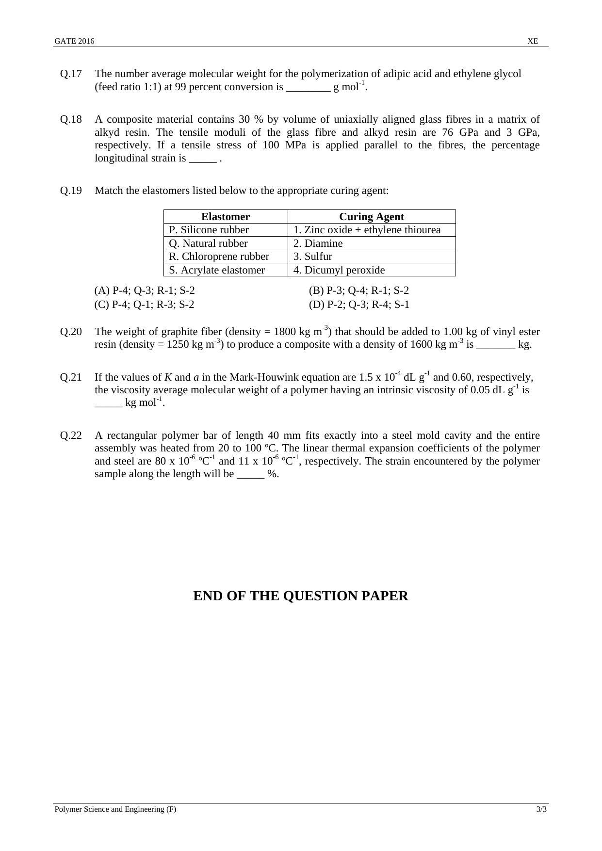 GATE 2016 Engineering Sciences (XE) Question Paper with Answer Key - Page 30
