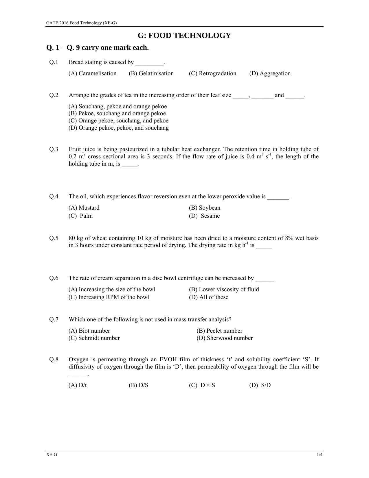 GATE 2016 Engineering Sciences (XE) Question Paper with Answer Key - Page 31