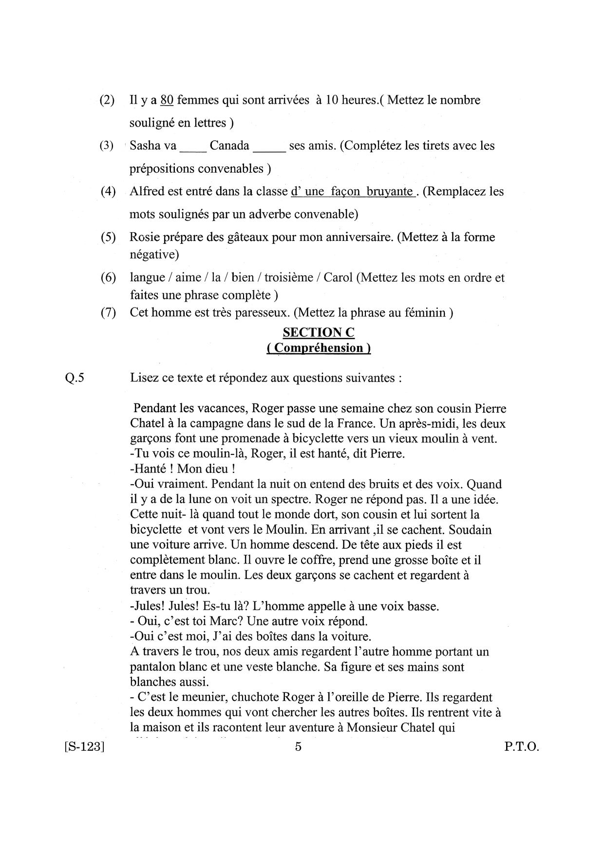 Goa Board Class 10 French  (March 2019) Question Paper - Page 5